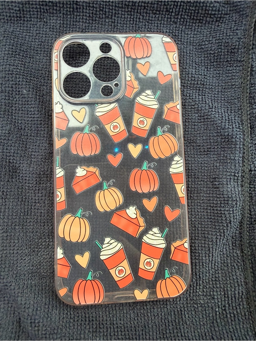 SHEIN Clear Pumpkin Latte Pattern Phone Case - Orange & Cream